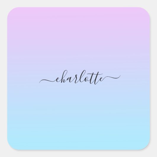 Ombré Roze en Turquoise Gradiënt Vierkante Sticker (Voorkant)