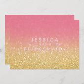 Ombre Roze Goud Wil Je Mijn Bruidsmeisje Zijn Glit Kaart (Voorkant / Achterkant)