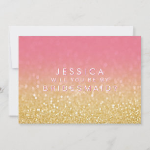 Ombre Roze Goud Wil Je Mijn Bruidsmeisje Zijn Glit Kaart