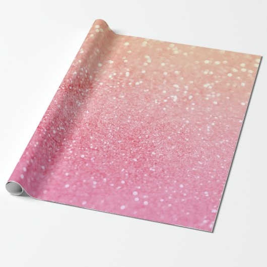 Ombre Roze Peach glitter All Occasion Cadeaupapier (Uitgerold)