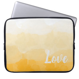 Ombre Saffron and Sunlight Yellow Love Gradient Laptop Sleeve