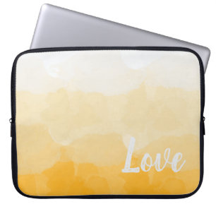 Ombre Saffron and Sunlight Yellow Love Gradient Laptop Sleeve