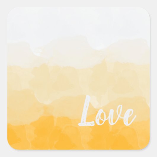 Ombre Saffron and Sunlight Yellow Love Gradient Vierkante Sticker (Voorkant)