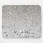Ombre Silver Glitter Classic Marble Trendy Muismat (Voorkant)