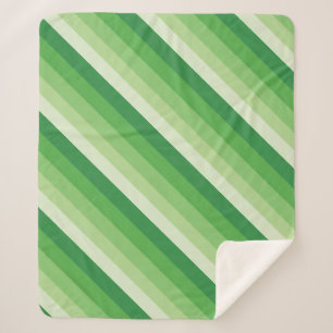 Ombre strepen in diagonaal groene tinten sherpa deken