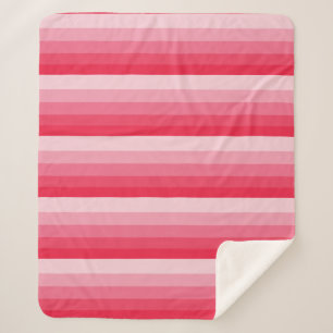 Ombre strepen in rode tot roze tinten sherpa deken