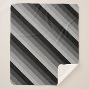 Ombre strepen in zwarte tot grijze tinten sherpa deken