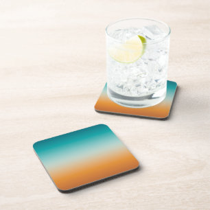  Ombre Sunny Oranje en Blauwgroen Blauw Gradiënt Bier Onderzetter