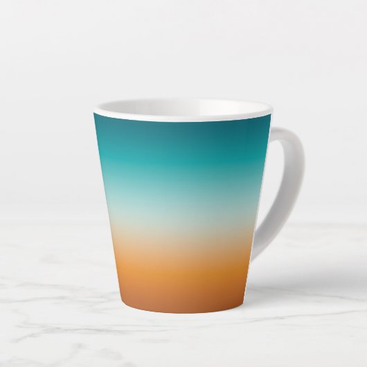  Ombre Sunny Oranje en Blauwgroen Blauw Gradiënt Latte Mok (Rechterhoek)