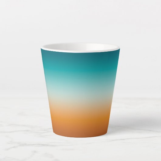  Ombre Sunny Oranje en Blauwgroen Blauw Gradiënt Latte Mok (Voorkant)