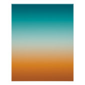  Ombre Sunny Oranje en Blauwgroen Blauw Gradiënt Perfect Poster (Voorkant)