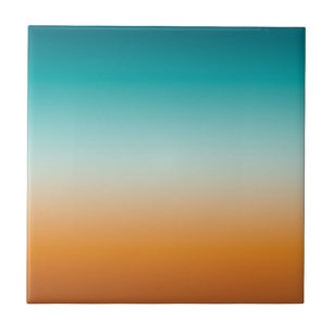  Ombre Sunny Oranje en Blauwgroen Blauw Gradiënt Tegeltje