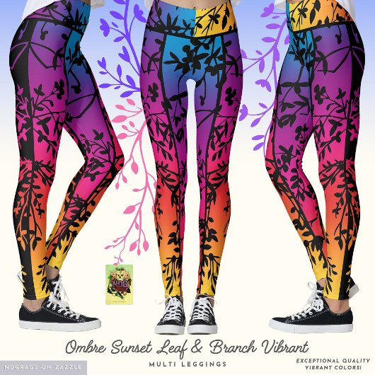 Ombre Sunset Leaf en Branch Levendige Leggings