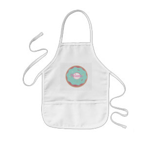 Ombre Teal Bakkerij Donuts Aangepaste Naam Kinder Schort