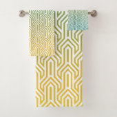 Ombre-thema turquoise geel Art Deco patroon Bad Handdoek (Insitu)