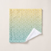 Ombre-thema turquoise geel Art Deco patroon Bad Handdoek (Wasdoekje)