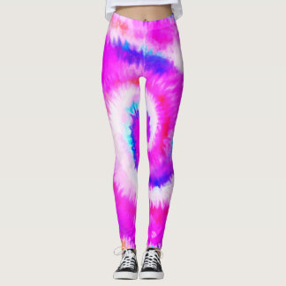 Ombre Tie Dye Rainbow Swirl Fuchsia Leggings