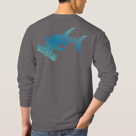 Ombre Tribal Hammerhead Blues T-shirt (Achterkant)