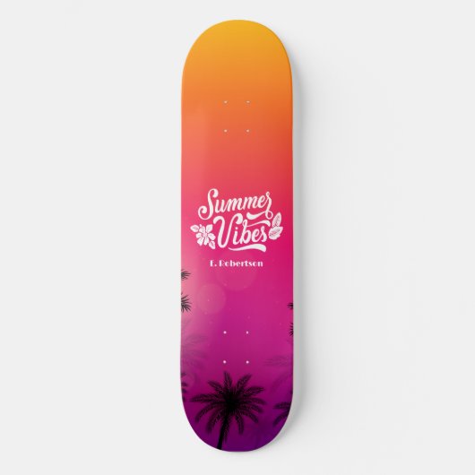 Ombre Tropical Summer Night Vibe Aangepaste naam Skateboard (Voorkant)
