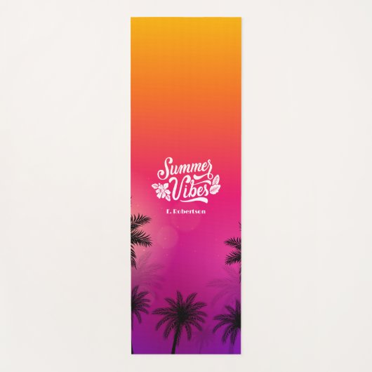 Ombre Tropical Summer Night Vibe Aangepaste naam Yogamat (Voorkant)