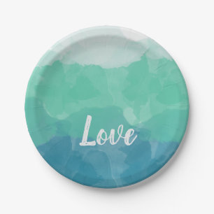 Ombre Turquoise Blue en Neo Mint Love Gradient Papieren Bordje