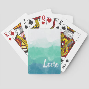 Ombre Turquoise Blue en Neo Mint Love Gradient Pokerkaarten