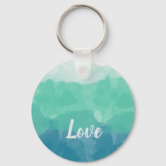 Ombre Turquoise Blue en Neo Mint Love Gradient Sleutelhanger (Voorkant)