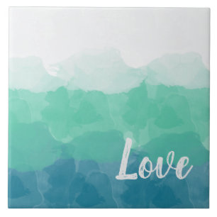 Ombre Turquoise Blue en Neo Mint Love Gradient Tegeltje