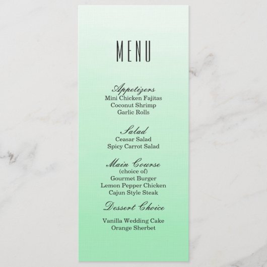 Ombre verte à la menthe | Menu Dîner mariage (Devant)