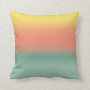Ombre Watercolor Textuur Zonsondergang Teal Roze G Kussen