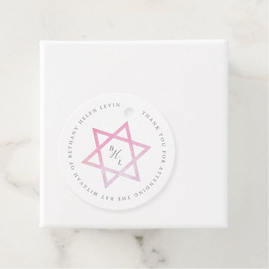 Ombre waterverf Bat Mitzvah Bedankjes Labels (In situ)