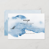 Ombre Waterverf bruiloft antwoord Kaart | Blauw (Voorkant / Achterkant)