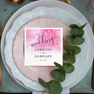 Ombre Waterverf bruiloft papieren servetten - roze
