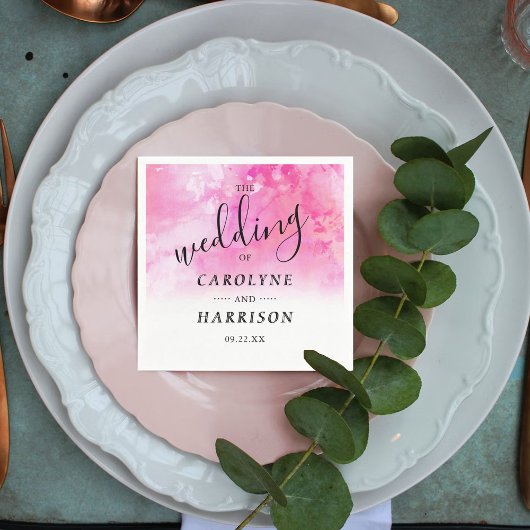 Ombre Waterverf bruiloft papieren servetten - roze