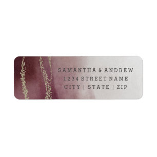 Ombre Waterverf Cranberry Wedding Return Address Etiket