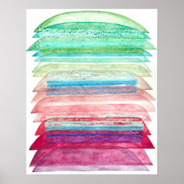 Ombre Waterverf en oliepastelschilderij Poster