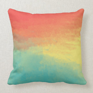 Ombre Waterverf Texture - Blauwgroen, koraal, gele Kussen