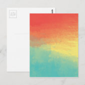Ombre Waterverf Textuur - Blauwgroen, Geel, Koraal Briefkaart (Voorkant / Achterkant)