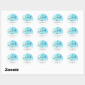 Ombre Waterverf Wedding Favor Sticker - Blue (Vel)