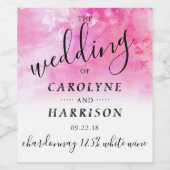 Ombre Waterverf Wedding Invitation - Roze Wijn Etiket (Enkel label)