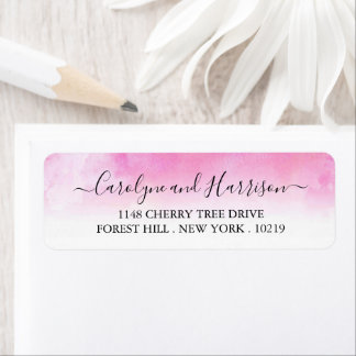 Ombre Waterverf Wedding Labels - Roze