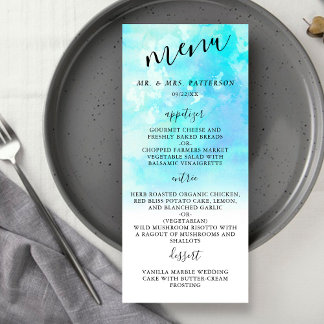 Ombre Waterverf Wedding Menu Kaarten - Blauw