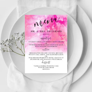 Ombre Waterverf Wedding Menu Kaarten - Roze