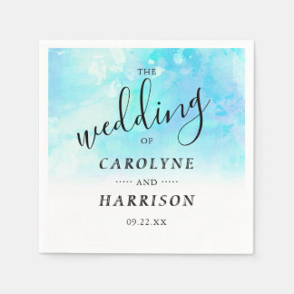 Ombre Waterverf Wedding Paper Napkins - Blue Servet