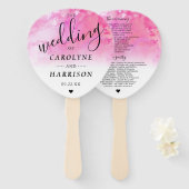 Ombre Waterverf Wedding Programme Handbanden - Roz Handwaaier (Voorkant en achterkant)