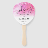 Ombre Waterverf Wedding Programme Handbanden - Roz Handwaaier (Voorkant)