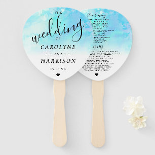 Ombre Waterverf Wedding Programme Handbediende Fan Handwaaier