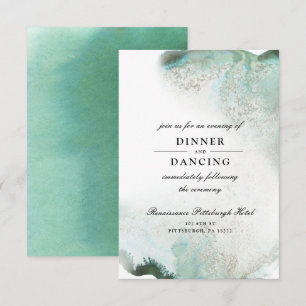 Ombre Waterverf Wedding Reception Card   GROENEN Kaart
