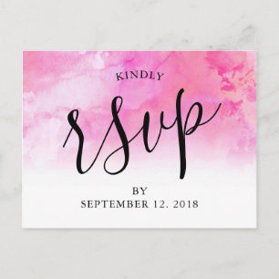 Ombre Waterverf Wedding RSVP Briefkaart - Roze