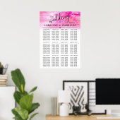 Ombre Waterverf Wedding Seating Chart - Roze Poster (Thuiskantoor)